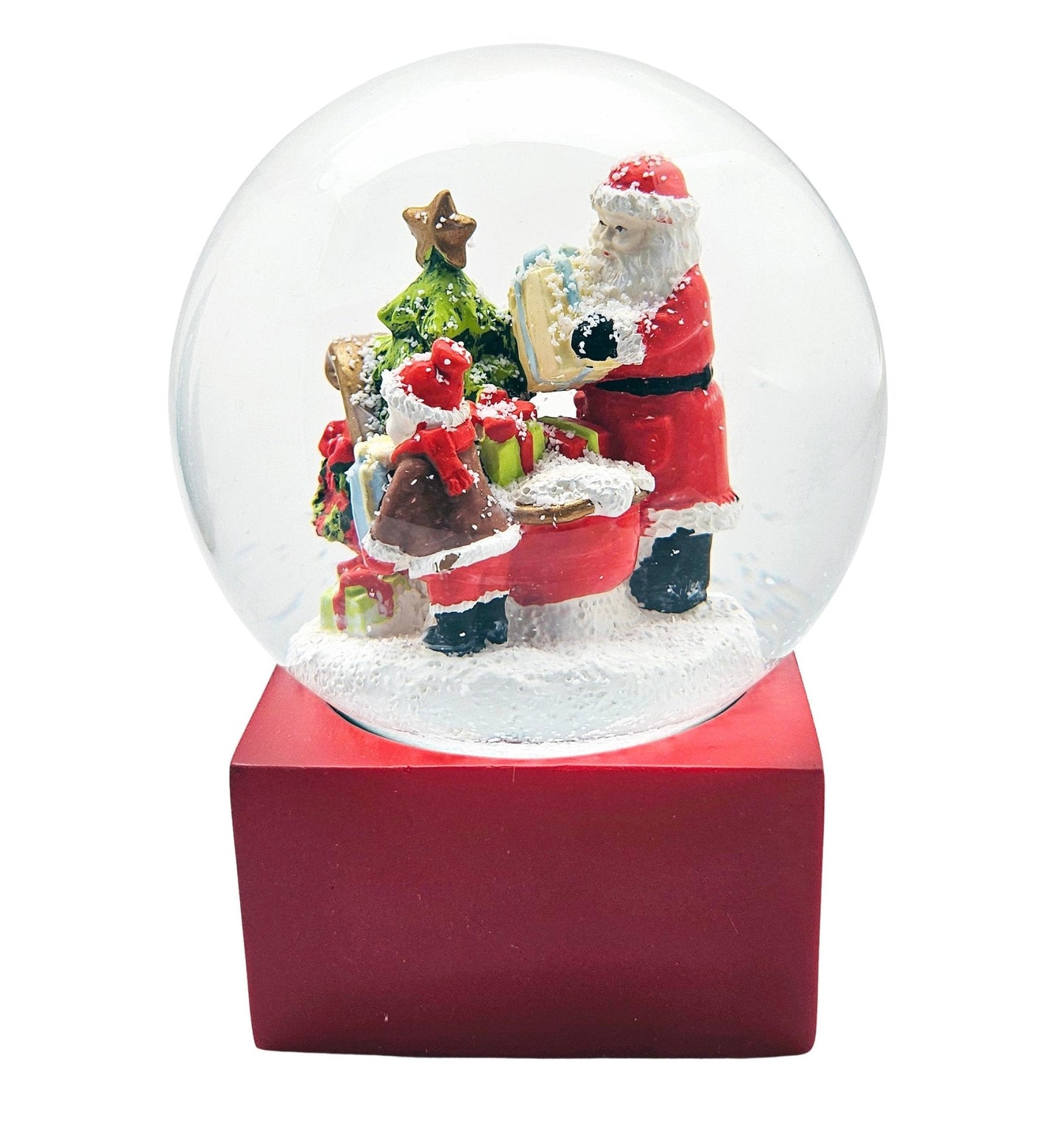 100mm Bastelset Polyresin Sockel rot eckig mit DIY - Schneekugel - Schneekugelhaus