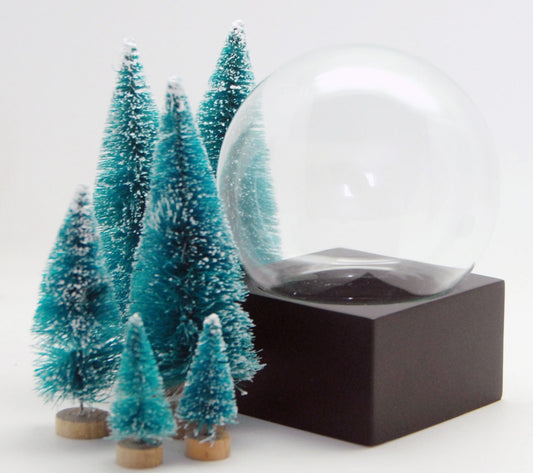 100mm Bastelset Polyresin Sockel schwarz eckig mit DIY - Schneekugel - Schneekugelhaus