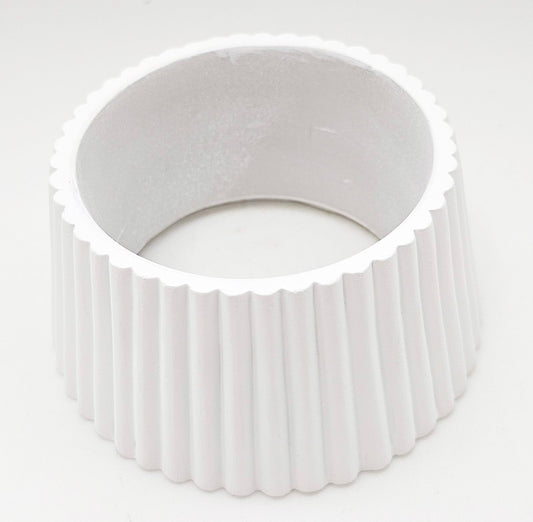 120mm Polyresin Sockel weiß geriffelt für DIY - Schneekugel - Schneekugelhaus