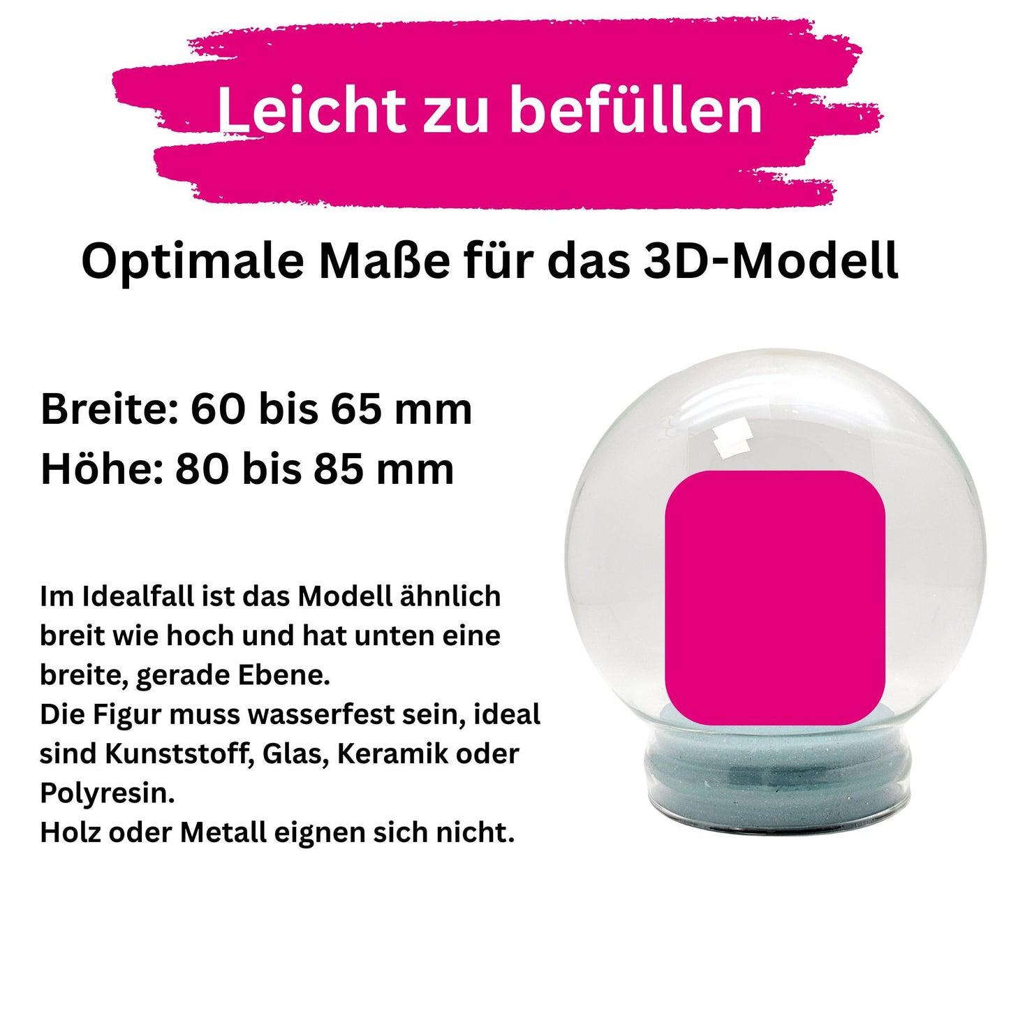 120mm DIY-Schneekugelset weiß - Set aus Bastelglas und Sockel weiß