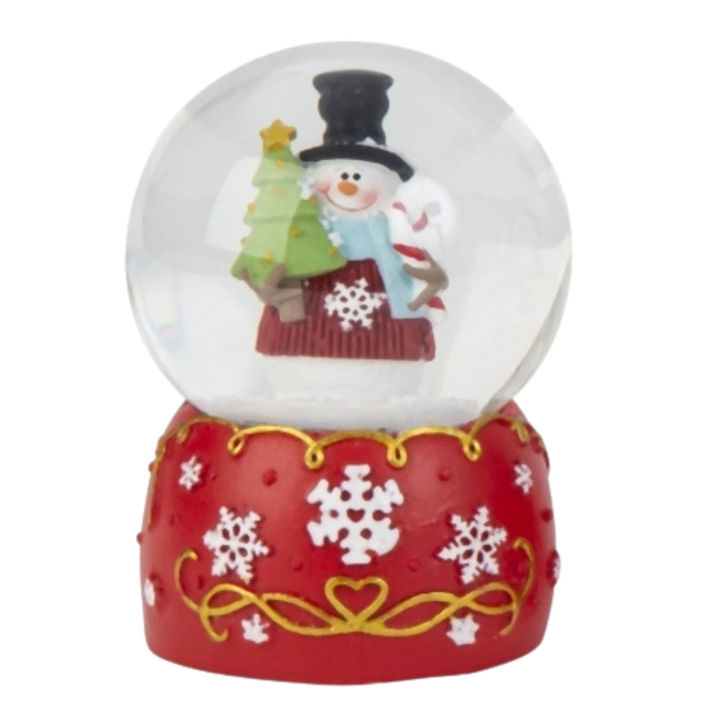 3 süße Mini - Schneekugeln Winter & Weihnacht mit Sockel rot weiß Schneeflocke B: 45mm - Schneekugelhaus
