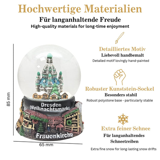 Souvenir Schneekugel Weihnachtsmarkt Dresden Rathaus B: 6,5 H: 8,5