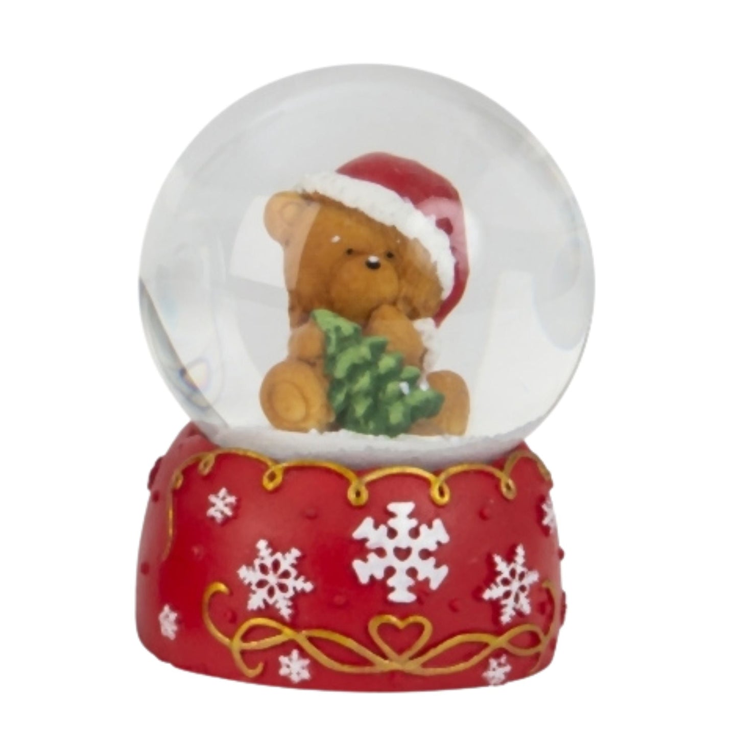 4 Schneekugeln Schneemann Weihnachtsmann mit Sockel rot weiß Schneeflocke B: 65mm - Schneekugelhaus