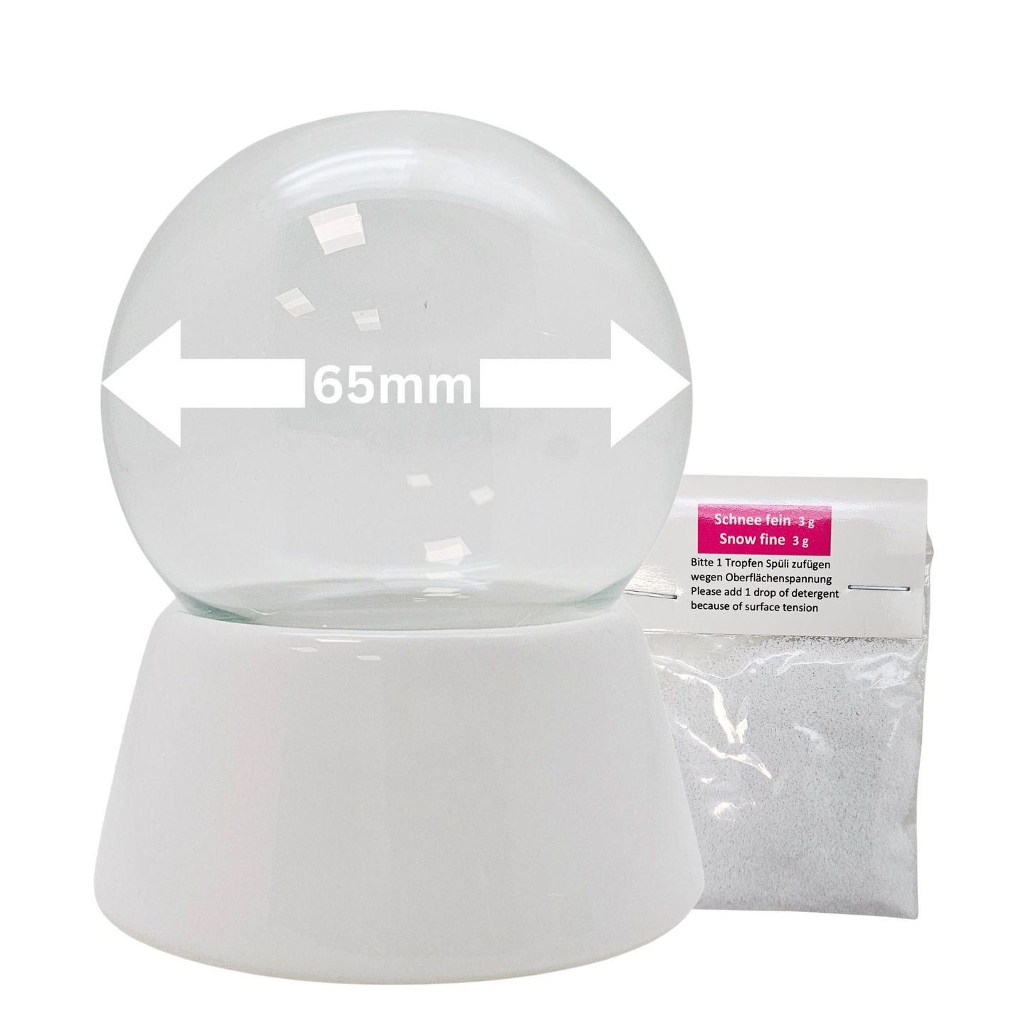 65mm-Do-it-Yourself Schneekugel mit Glas und Porzellan-Sockel Bastelset