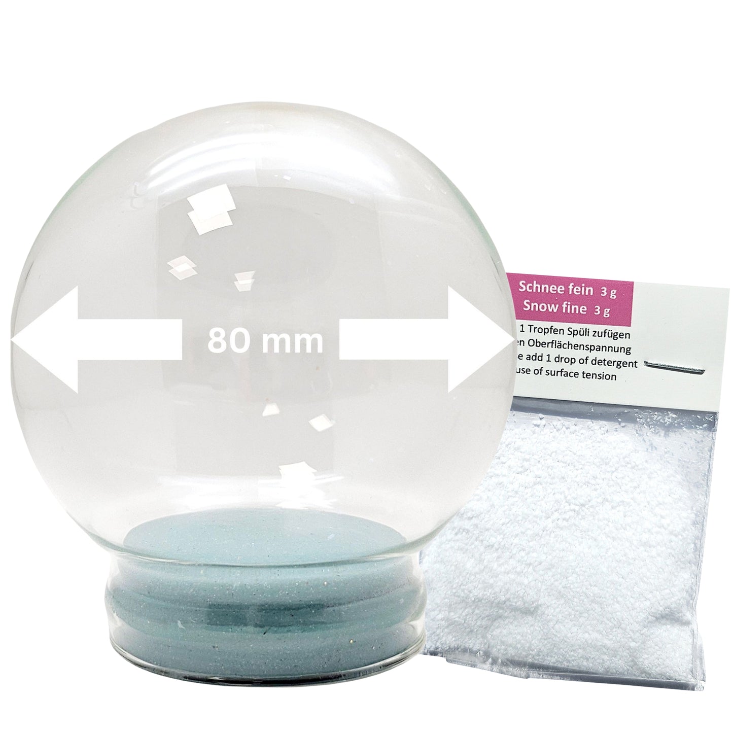 80mm-Ersatzglas/Bastelglas für Schneekugel