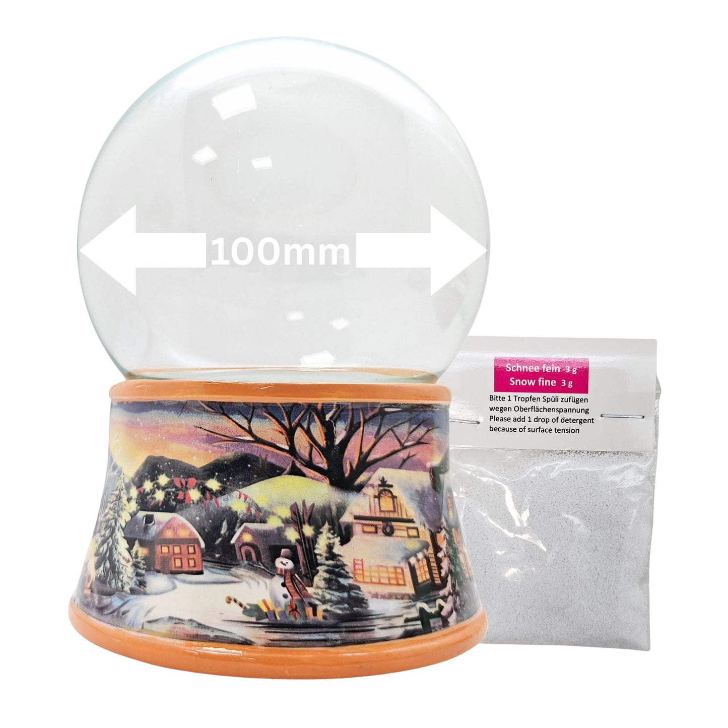 100mm Bastelset - Sockel Winterlandschaft Ocker Rand mit DIY-Schneekugel für Spieluhr