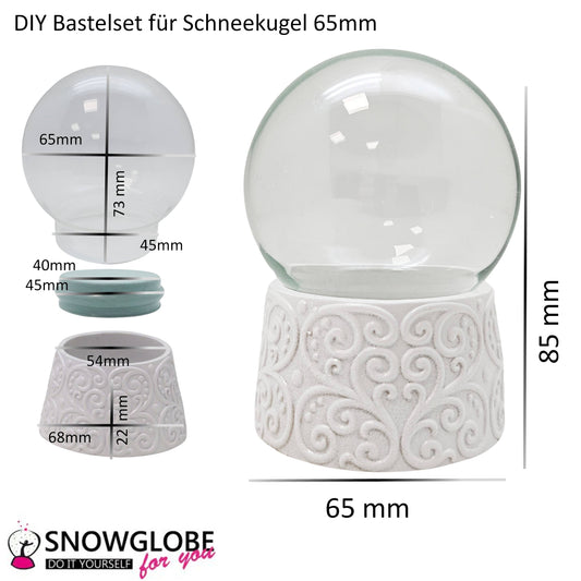 65mm-Do-it-Yourself Schneekugel mit Glas und Ornament-Sockel Bastelset