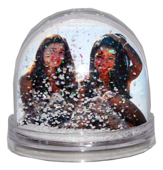 Foto-Schneekugel groß mit transparentem Sockel und Schnee – Einzelverpackung - Schneekugelhaus