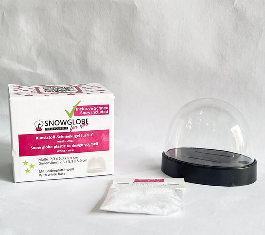 Kunststoff - Schneekugel oval schwarz für FIMO 72 x 61 mm - incl. 1 x Schnee - Schneekugelhaus