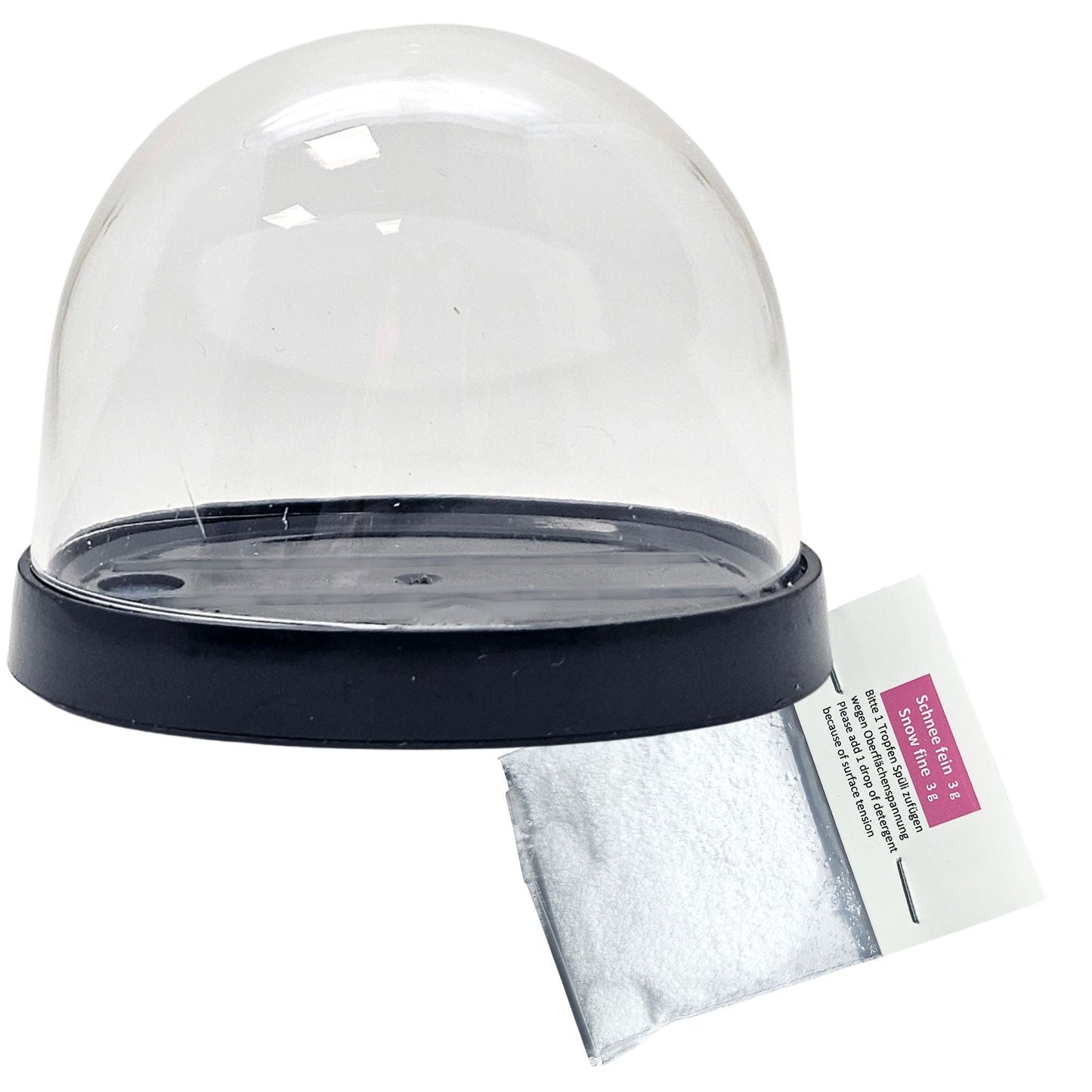 Kunststoff - Schneekugel oval schwarz für FIMO 72 x 61 mm - incl. 1 x Schnee - Schneekugelhaus