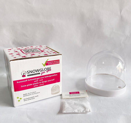Kunststoff - Schneekugel rund weiß für FIMO 86 x 75 mm - incl. 1 x Schnee - Schneekugelhaus