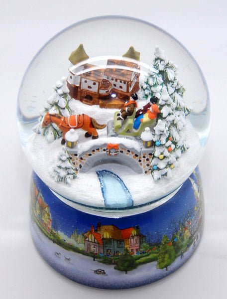 Mega Schneekugel Historische Kutschfahrt zum Weihnachtsmarkt - Musikspieluhr Winter Wonderland - Schneekugelhaus
