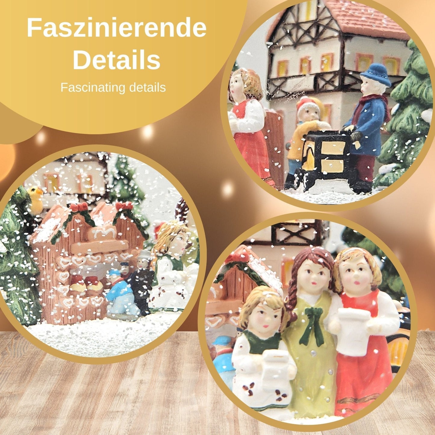 Mega Schneekugel Nostalgischer Weihnachtsmarkt mit Musikspieluhr Winter Wonderland - Schneekugelhaus