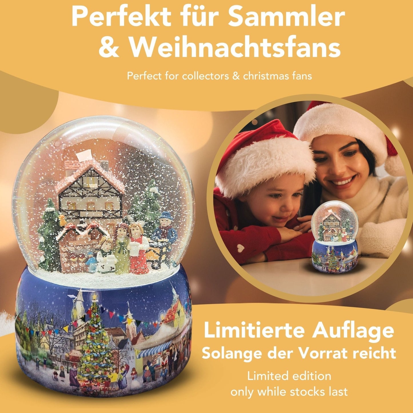 Mega Schneekugel Nostalgischer Weihnachtsmarkt mit Musikspieluhr Winter Wonderland - Schneekugelhaus