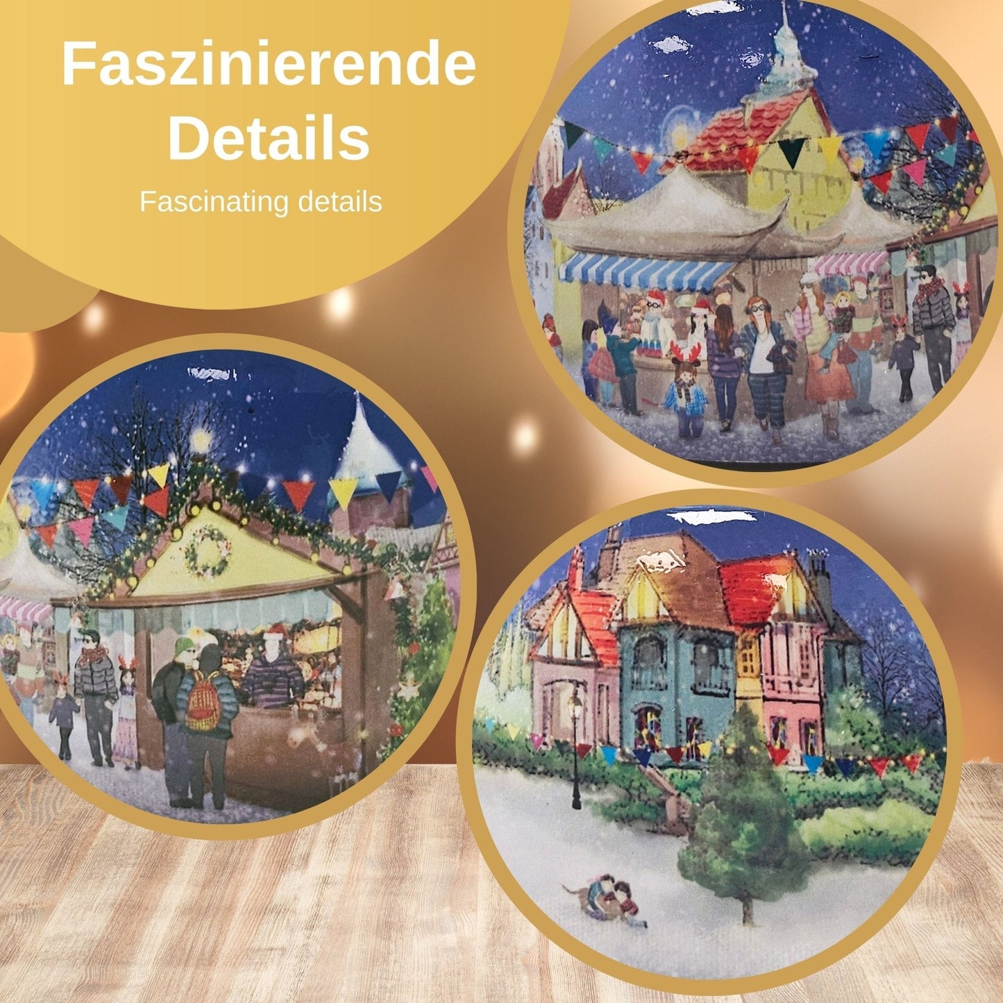 Mega Schneekugel Nostalgischer Weihnachtsmarkt mit Musikspieluhr Winter Wonderland - Schneekugelhaus