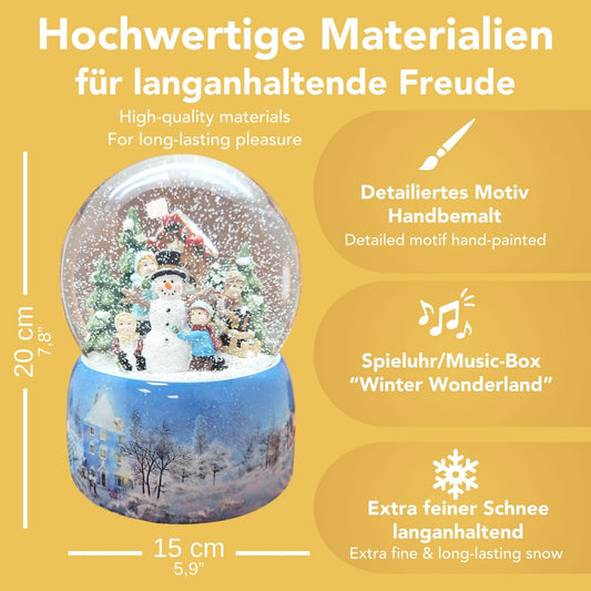 Mega Schneekugel Schneemann bauen mit Schneelandschaft - mit Musikspieluhr - Schneekugelhaus
