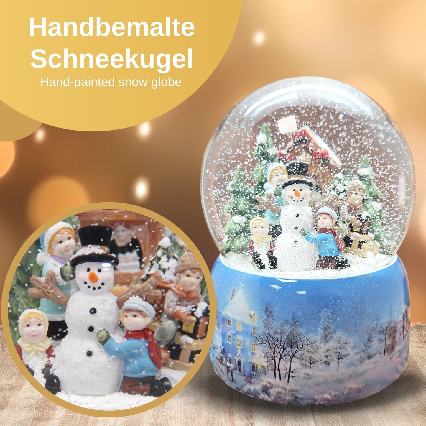 Mega Schneekugel Schneemann bauen mit Schneelandschaft - mit Musikspieluhr - Schneekugelhaus