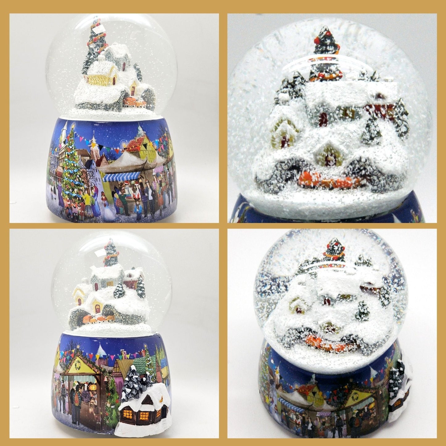 Nostalgie - Schneekugel mit Weihnachtsdorf mit Christbaum und Spieluhr Winter Wonderland - Schneekugelhaus