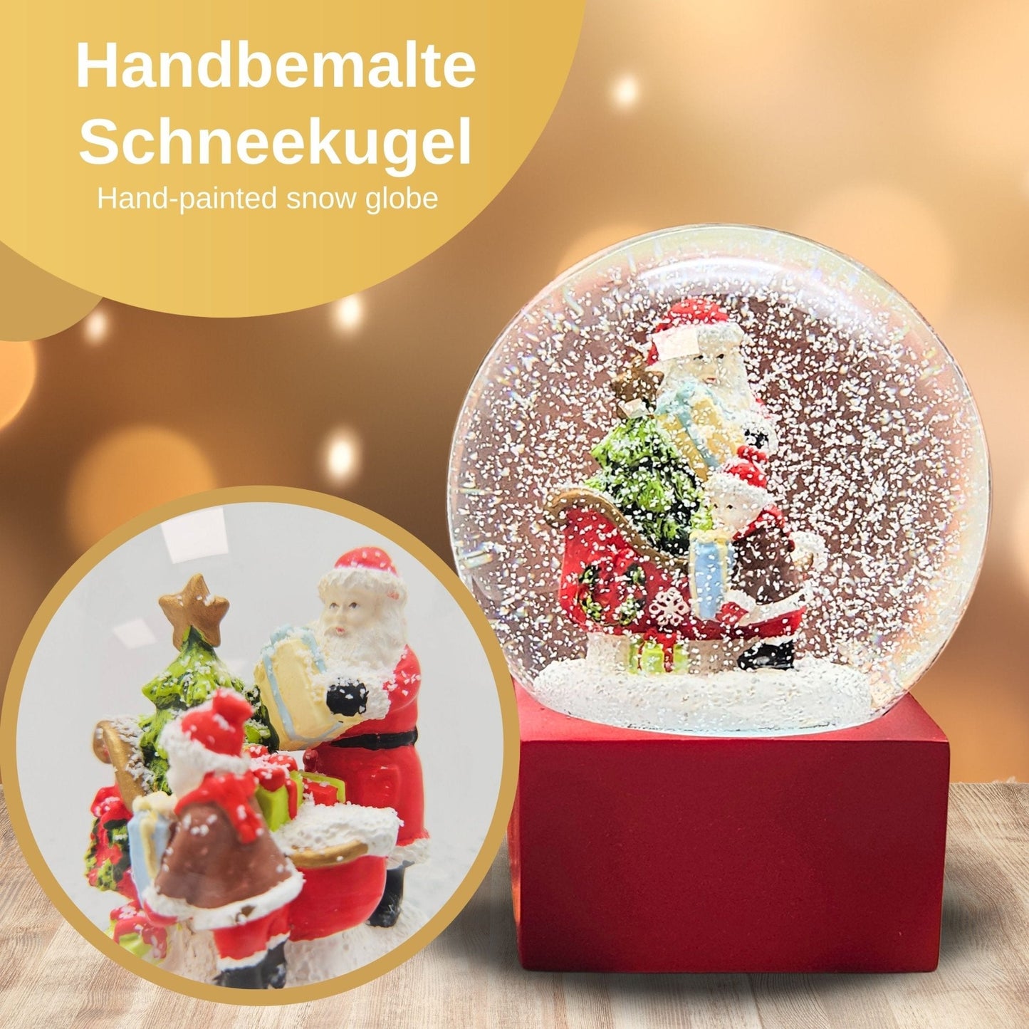 Schneekugel Christmas Shopping rot eck "PURE - Line" 10 cm Durchmesser - Schneekugelhaus