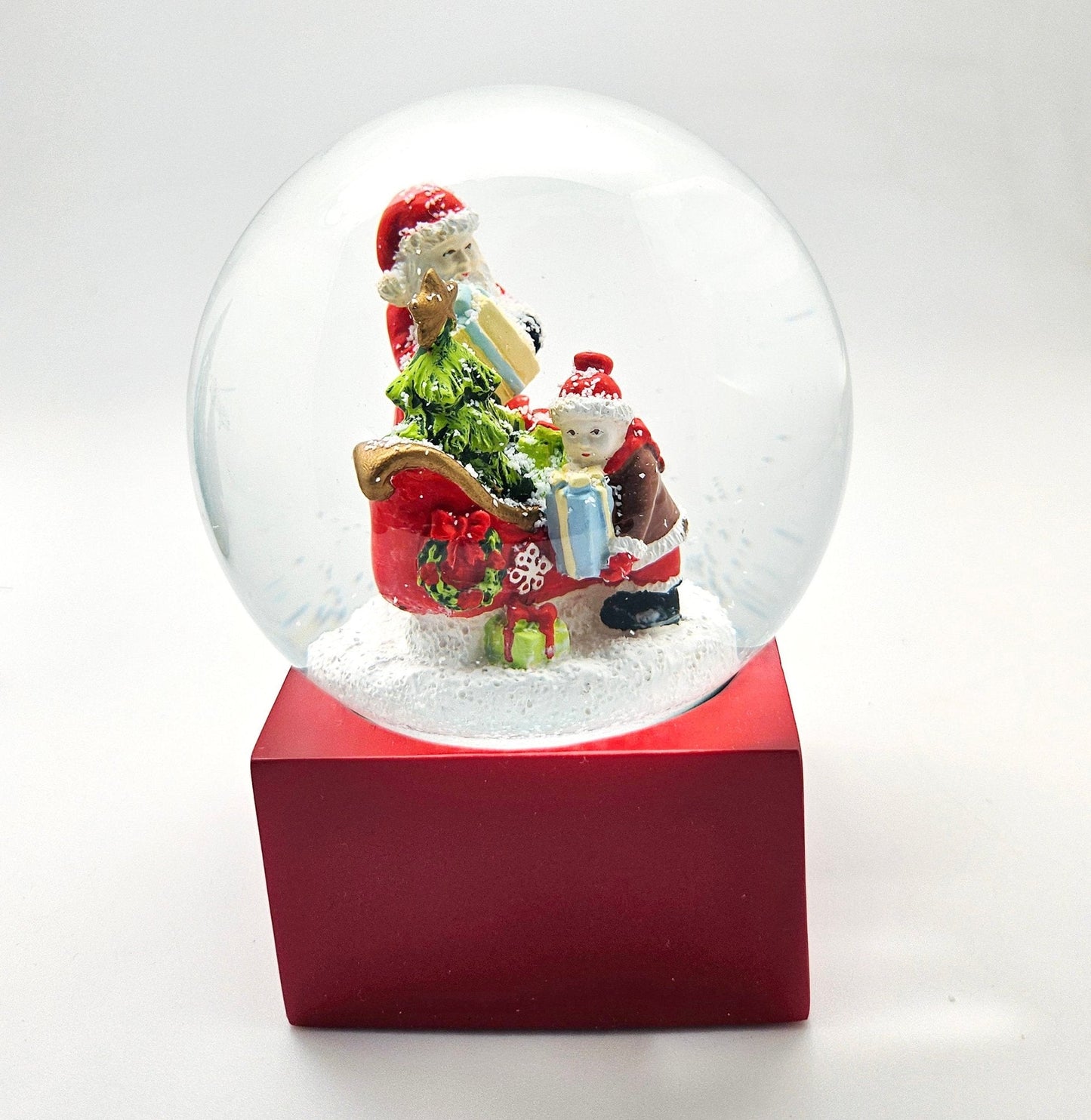 Schneekugel Christmas Shopping rot eck "PURE - Line" 10 cm Durchmesser - Schneekugelhaus