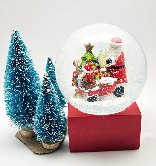 Schneekugel Christmas Shopping rot eck "PURE - Line" 10 cm Durchmesser - Schneekugelhaus