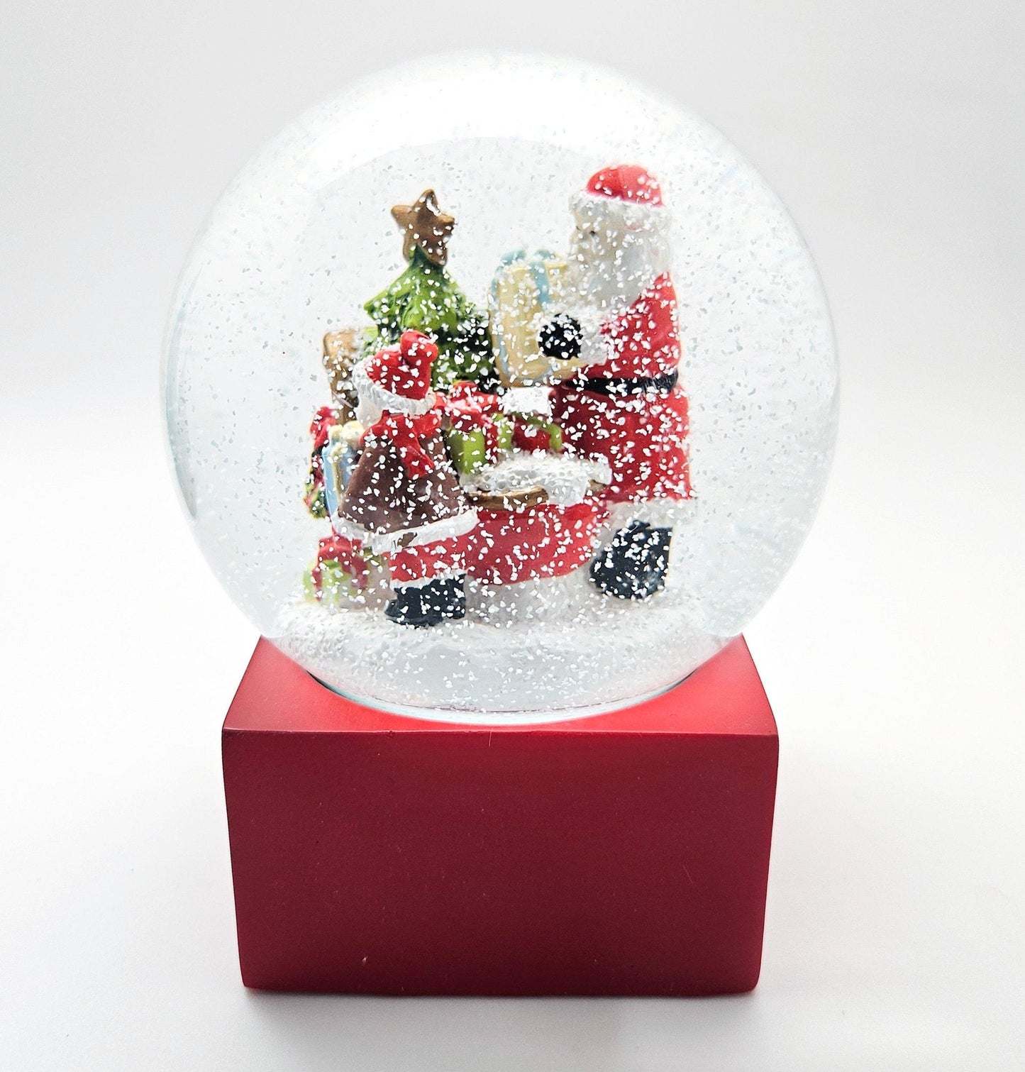 Schneekugel Christmas Shopping rot eck "PURE - Line" 10 cm Durchmesser - Schneekugelhaus