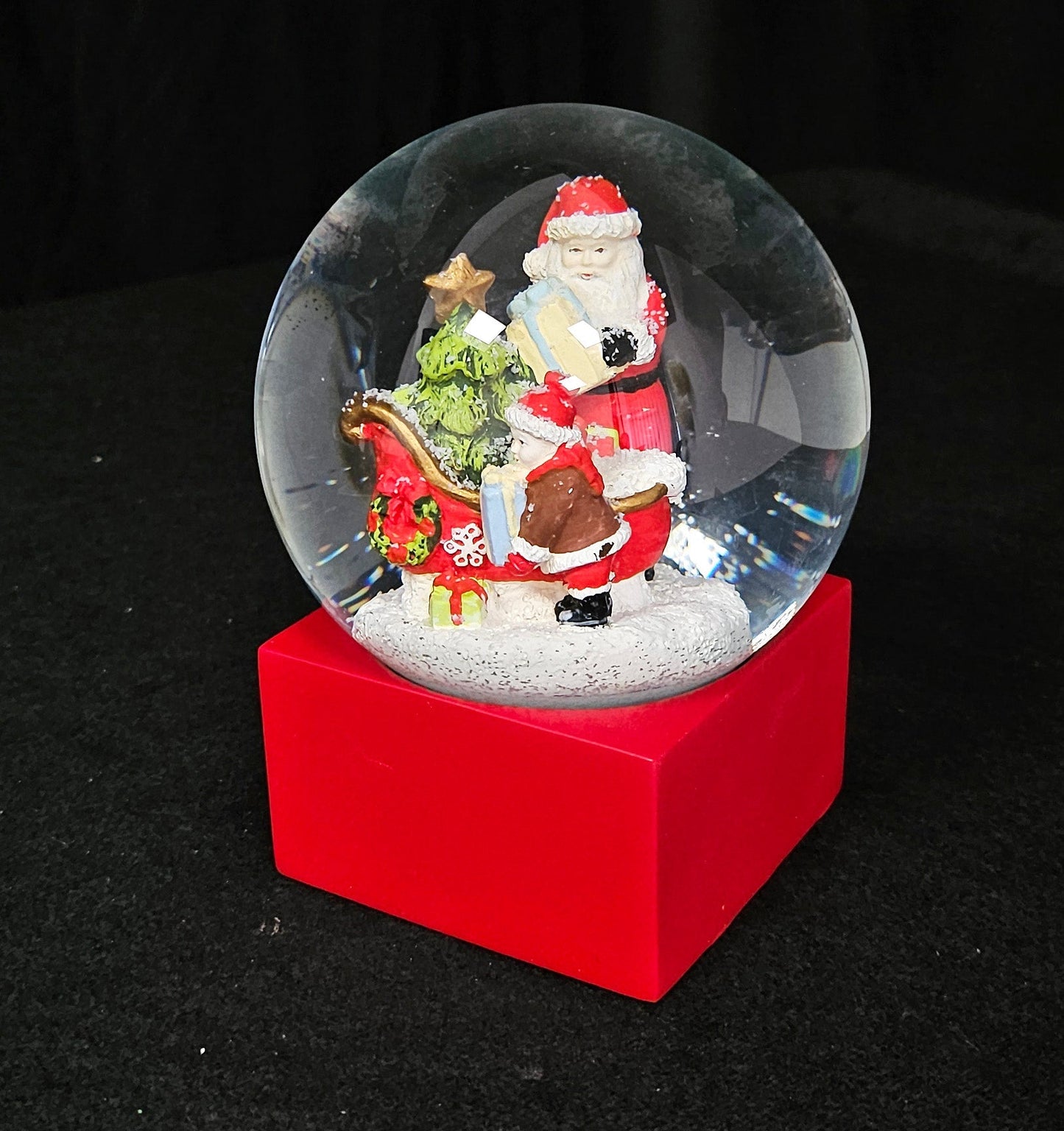 Schneekugel Christmas Shopping rot eck "PURE - Line" 10 cm Durchmesser - Schneekugelhaus