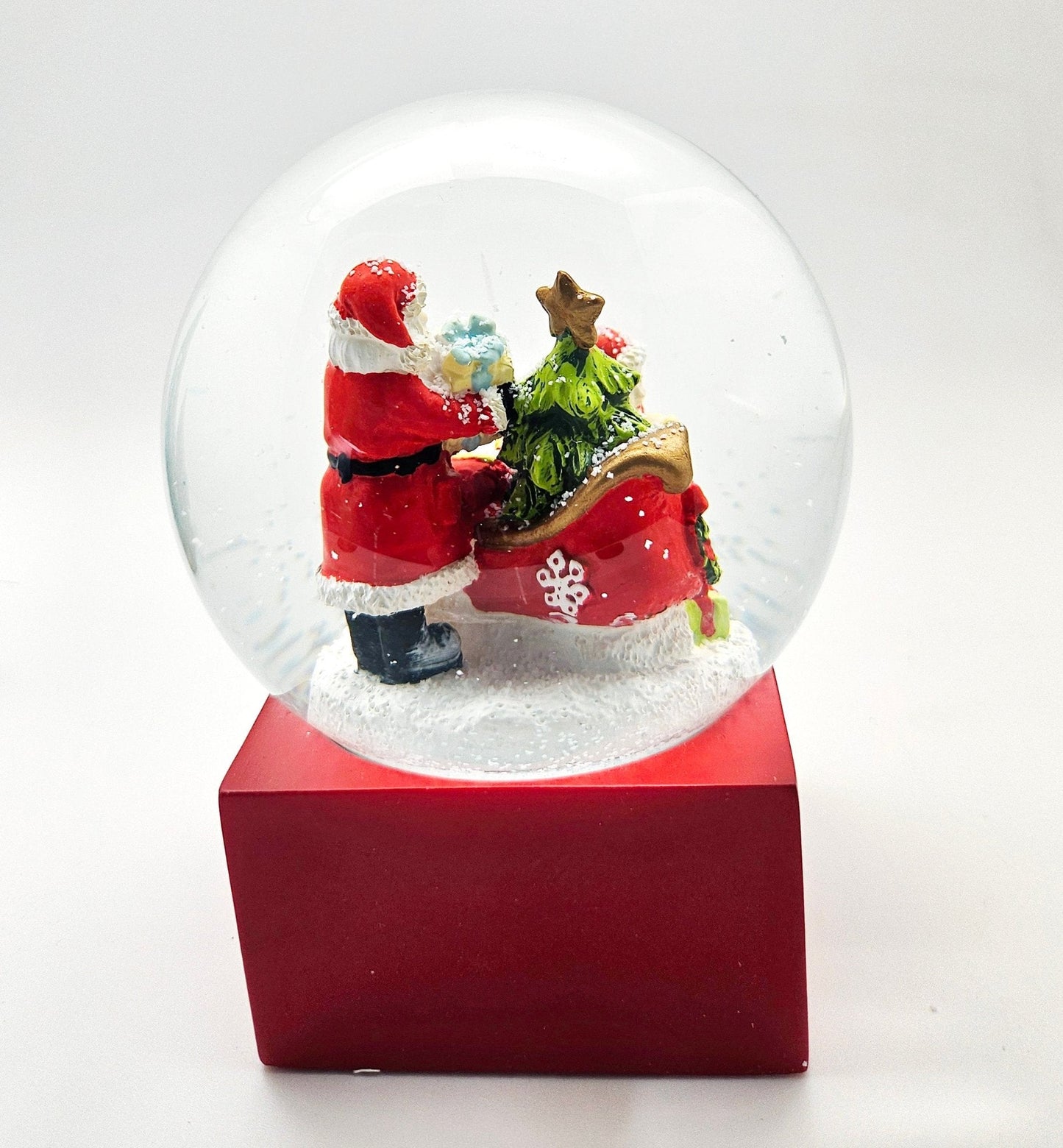 Schneekugel Christmas Shopping rot eck "PURE - Line" 10 cm Durchmesser - Schneekugelhaus