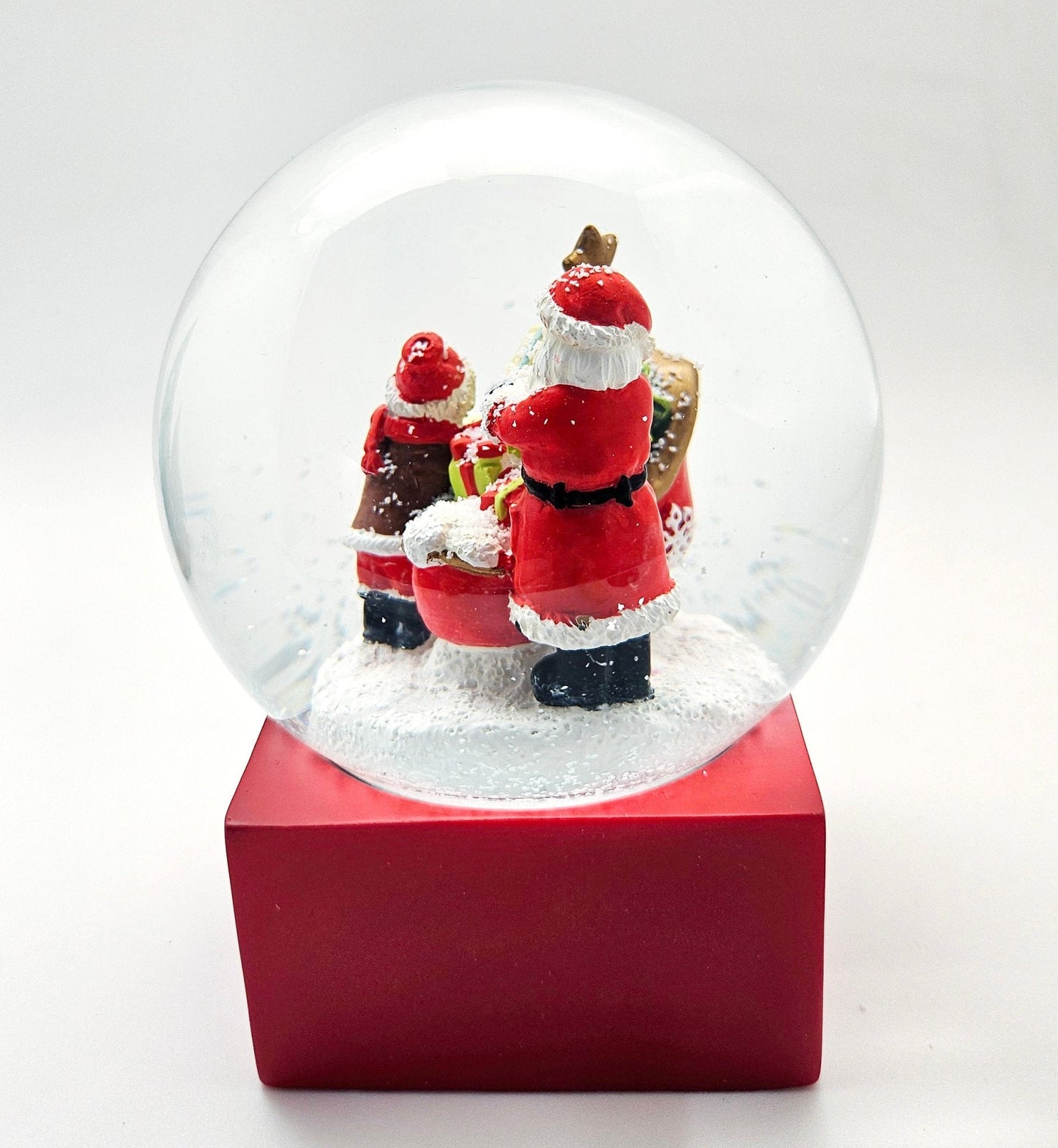 Schneekugel Christmas Shopping rot eck "PURE - Line" 10 cm Durchmesser - Schneekugelhaus