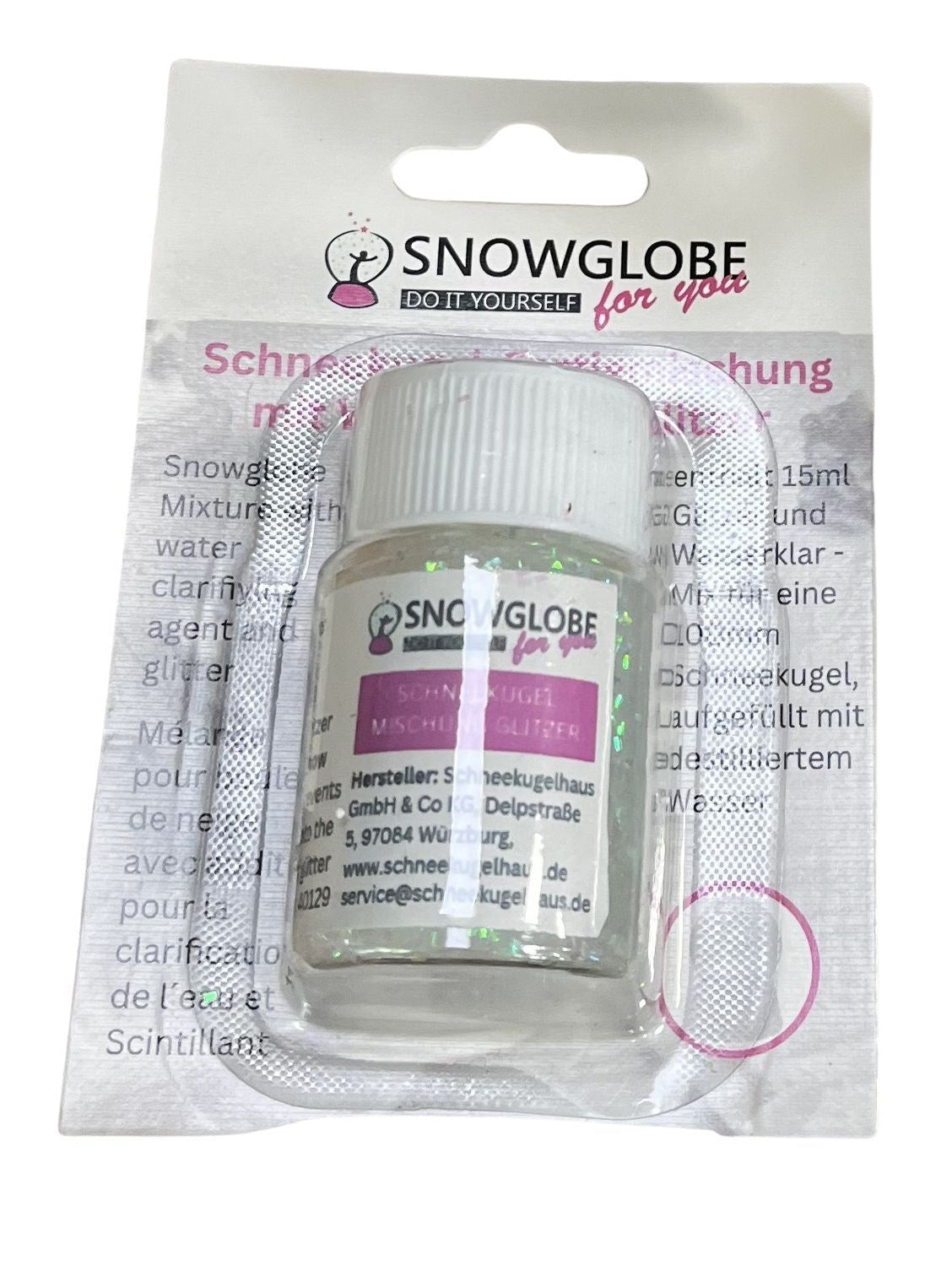 Schneekugel - Fertigmischung mit Wasserklar & Glitzer - Schneekugelhaus
