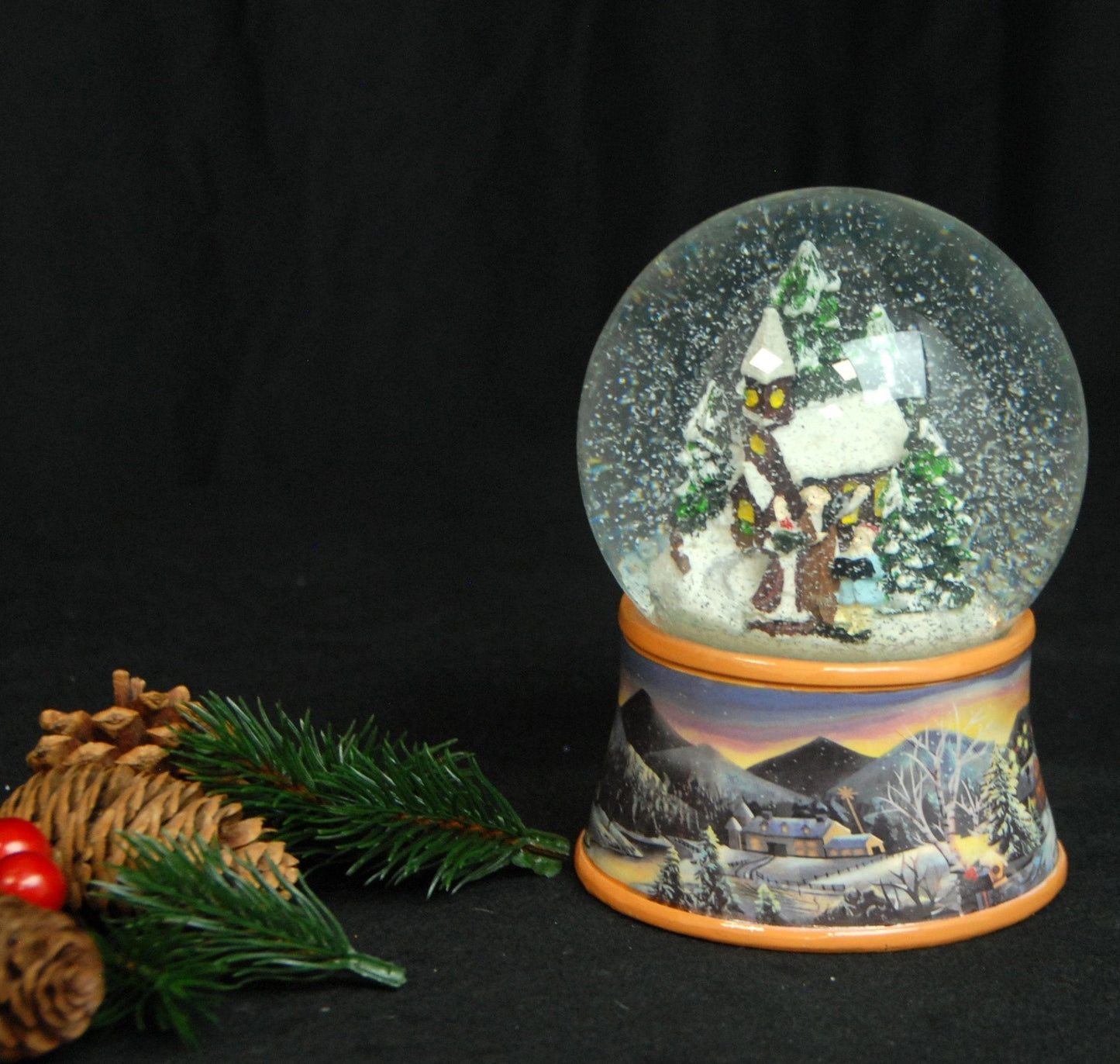 Schneekugel Romantischer Winterspaziergang mit Spieluhr 10 cm Durchmesser - Schneekugelhaus