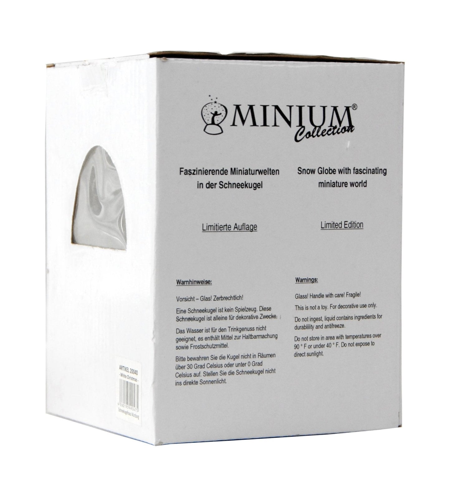 Schneekugel Weihnachtsmann weiß auf Sockel weiß eckig "PURE-Line" 10 cm Durchmesser - Schneekugelhaus