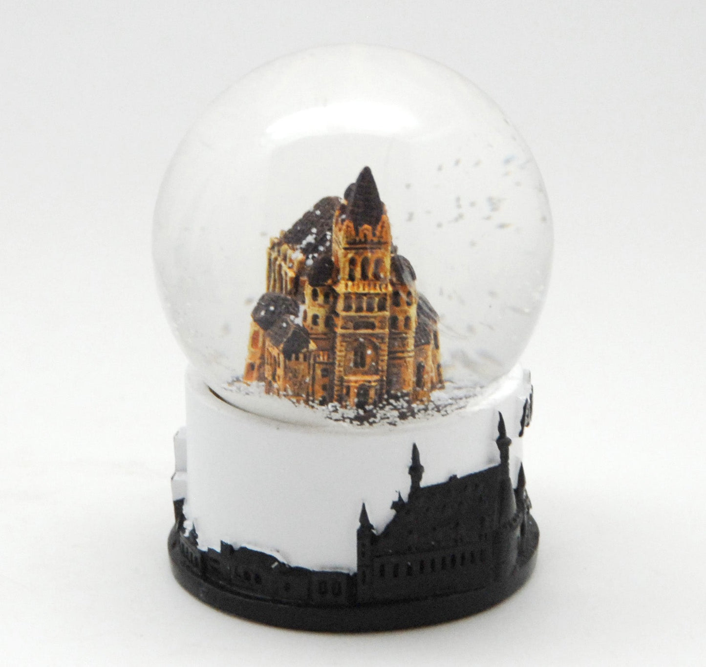 Souvenir Schneekugel Aachen mit Achener Dom und Skyline in schwarz weiß - Schneekugelhaus