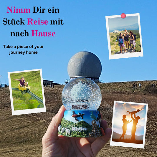 Souvenir Schneekugel Rhön mit Wasserkuppe Kloster Kreuzberg Rhönschaf Segelflieger B: 6,5 H: 8,5 - Schneekugelhaus