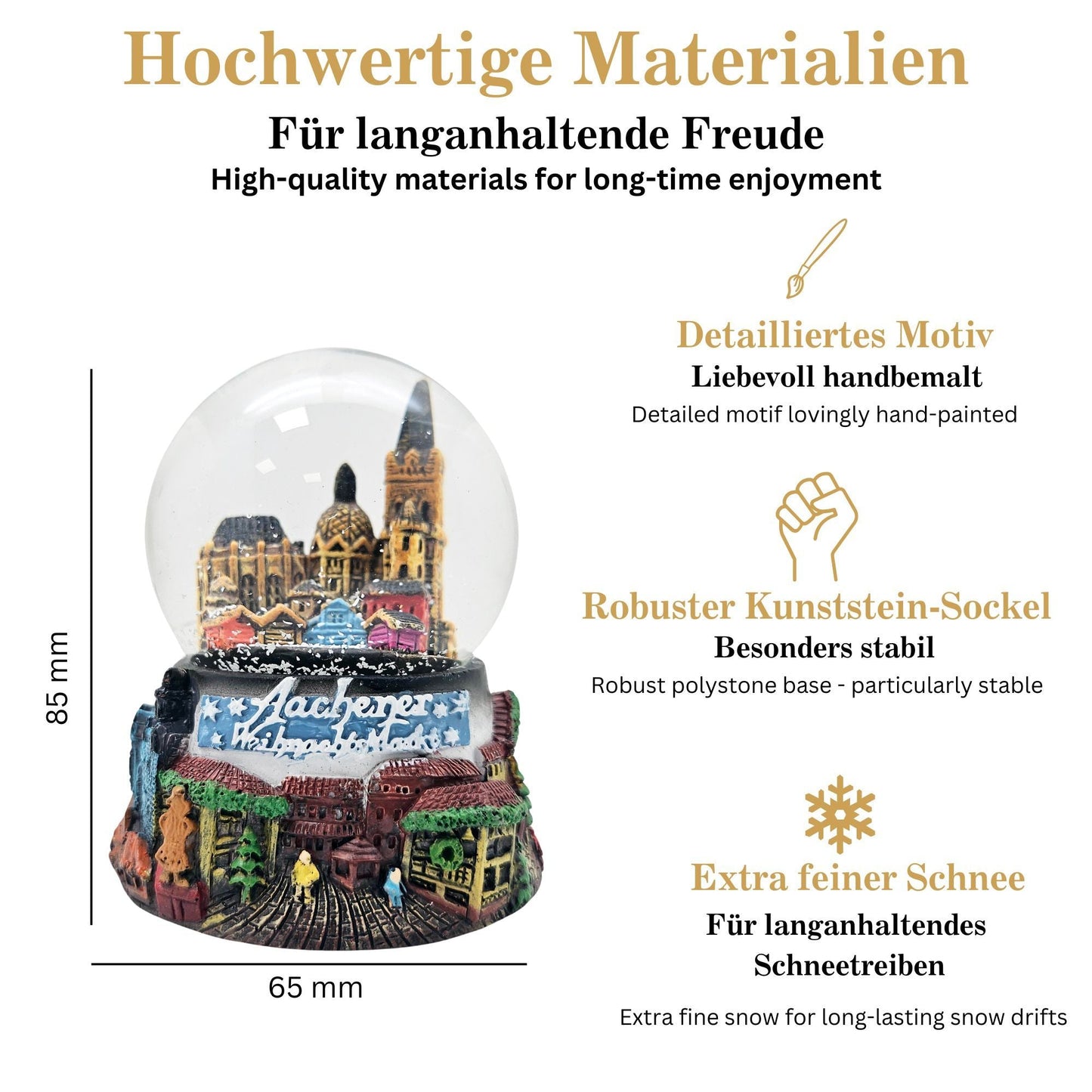 Souvenir Schneekugel Weihnachtsmarkt Aachen B: 6,5 H: 8,5 - Schneekugelhaus