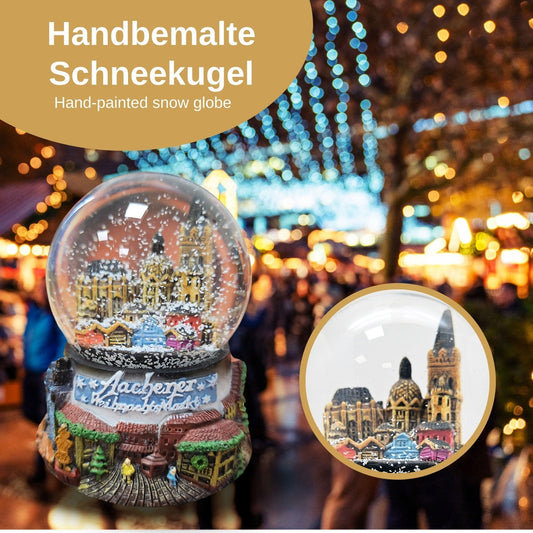 Souvenir Schneekugel Weihnachtsmarkt Aachen B: 6,5 H: 8,5 - Schneekugelhaus