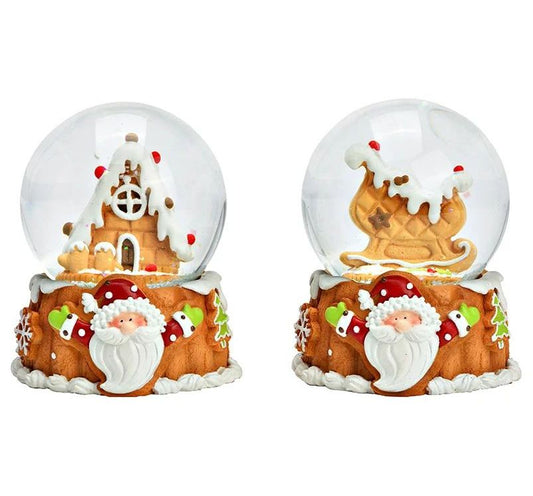 Süße Schneekugeln Zuckerbäcker auf Sockel Weihnachten 65 mm Durchmesser