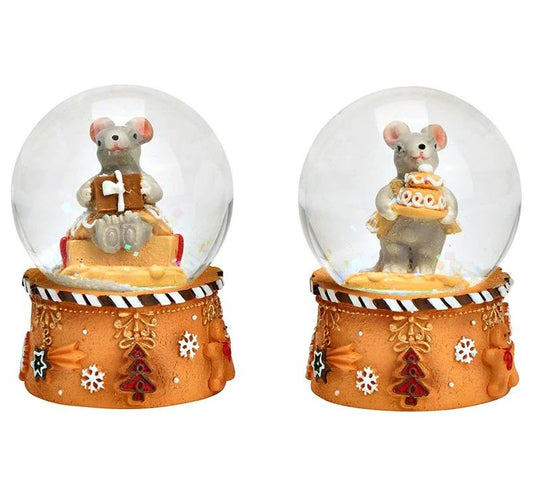 Süße Mini-Schneekugeln Weihnachtsmaus auf Sockel Weihnachtsbäckerei 45 mm Durchmesser