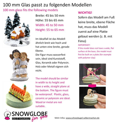 100mm Bastelset Porzellan Sockel Weihnachten rot mit DIY - Schneekugel für Spieluhr - Schneekugelhaus
