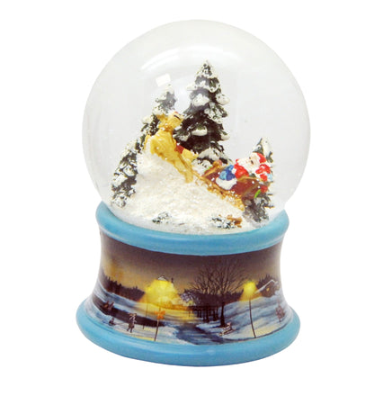 100mm Bastelset Porzellan Sockel Winterlandschaft Eisläufer blauer Rand mit DIY-Schneekugel für Spieluhr - Schneekugelhaus