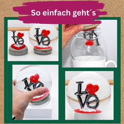 100mm Bastelset Sockel Hüttenzauber Rehe mit DIY-Schneekugel für Spieluhr - 1x Schnee - Schneekugelhaus