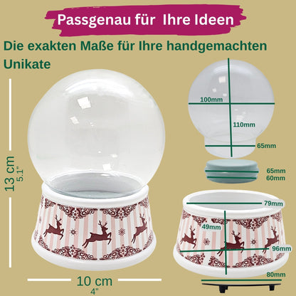100mm Bastelset Sockel Hüttenzauber Rehe mit DIY-Schneekugel für Spieluhr - 1x Schnee - Schneekugelhaus