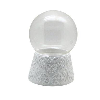 100mm - Do - it - Yourself Schneekugel mit Sockel Ornamente weiß mit Relief für Spieluhr - Schneekugelhaus