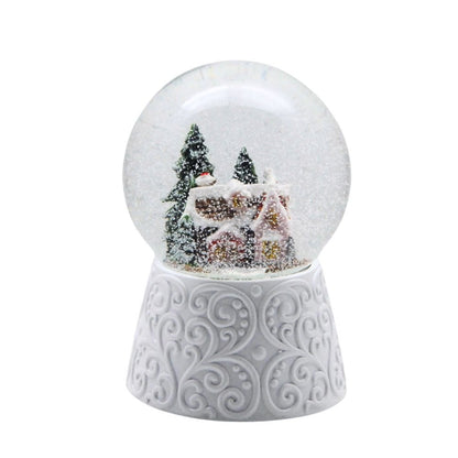 100mm-Do-it-Yourself Schneekugel mit Sockel Ornamente weiß mit Relief für Spieluhr - Schneekugelhaus