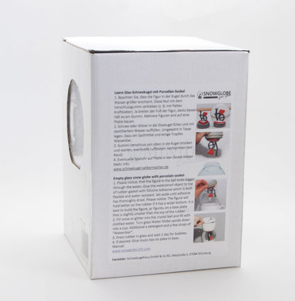 100mm-Do-it-Yourself Schneekugel mit Sockel Porzellan weiß mit Relief Ornamenten für Spieluhr - Schneekugelhaus