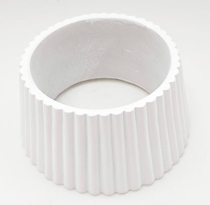 120mm Polyresin Sockel weiß geriffelt für DIY - Schneekugel - Schneekugelhaus