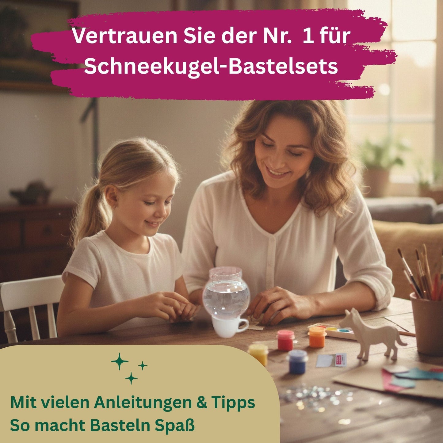100mm Bastelset Sockel Weihnachtsdekor grün mit DIY-Schneekugel für Spieluhr - 1x Schnee