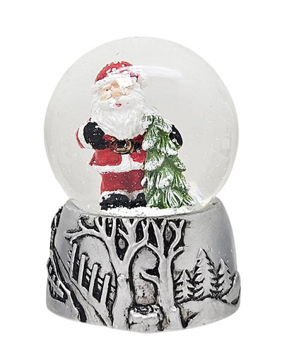 3 süße Mini - Schneekugeln Winter & Weihnacht mit Sockel antik silber B: 45mm - Schneekugelhaus