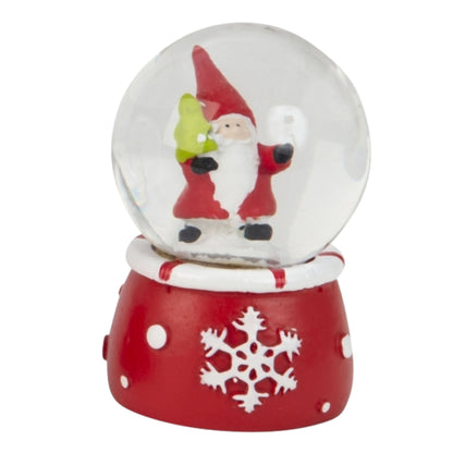 3 süße Mini - Schneekugeln Winter & Weihnacht mit Sockel rot weiß Schneeflocke B: 45mm - Schneekugelhaus