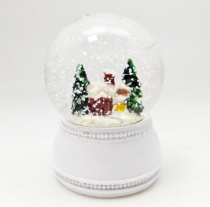 3 süße Mini - Schneekugeln Winter & Weihnacht mit Sockel weiß Nostalgie B: 45mm - Schneekugelhaus